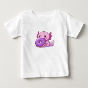 Axolotl eats purple doughnuts. baby T-Shirt