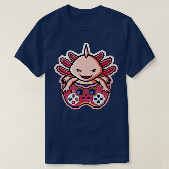 Axolotl Fish Playing Gaming Video  Axolotl Lizard  T-Shirt (Design Front)