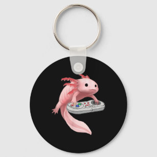 Axolotl Fish Playing Video Game White-axolotl Liza Keychain