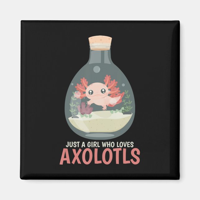 Axolotl Fish Tank Axolotl Questions Cute Anime Kid Magnet (Front)