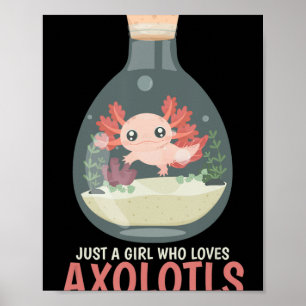 Axolotl Fish Tank Axolotl Questions Cute Anime Kid Poster