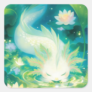 Axolotl Floral Oasis Square Sticker