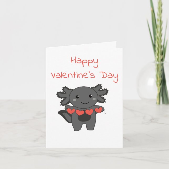 Axolotl For Valentine's Day Cute Animals With  Holiday Card (Front)