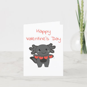 Axolotl For Valentine's Day Cute Animals With  Holiday Card