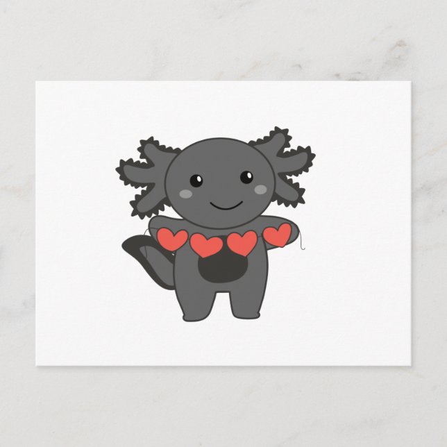 Axolotl For Valentine's Day Cute Animals With Holiday Postcard (Front)