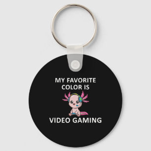 Axolotl Funny Gamer Quote My Favourite Colour Is V Keychain