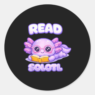 Axolotl funny reader book library kids readsolotl classic round sticker