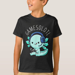 Axolotl Gamer Anime Gifts Kawaii Boys Girls  T-Shirt