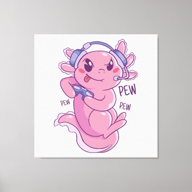 Axolotl Gamer Challenge Blast Canvas Print (Front)