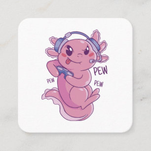 Axolotl Gamer Challenge Blast Square Business Card