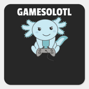 Axolotl Gamesolotl Cute Animals For Gamers Square Sticker