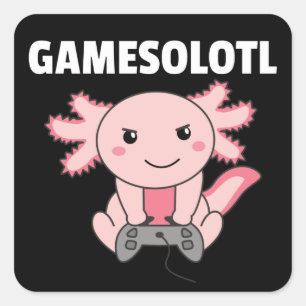 Axolotl Gamesolotl Cute Animals For Gamers Square Sticker