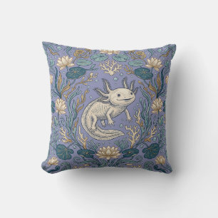 Axolotl Garden Throw Pillow