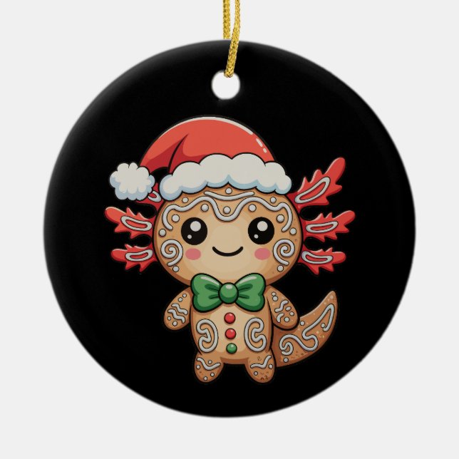 Axolotl Gingerbread Christmas Xmas Matching Family Ceramic Ornament (Front)