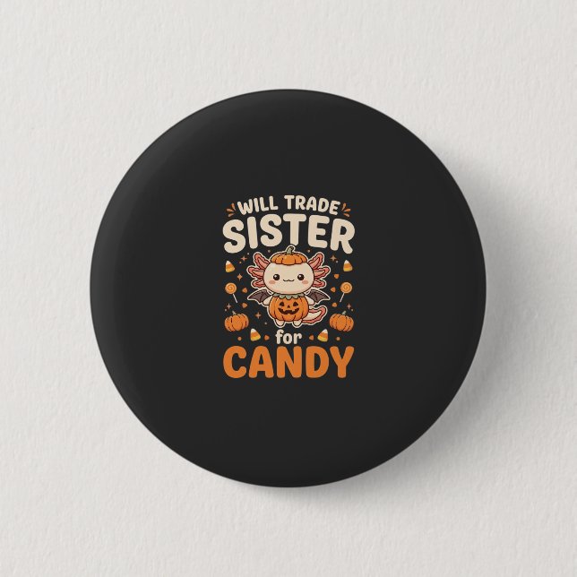 Axolotl Halloween Candy Trade Vector Design_1 2 Inch Round Button (Front)