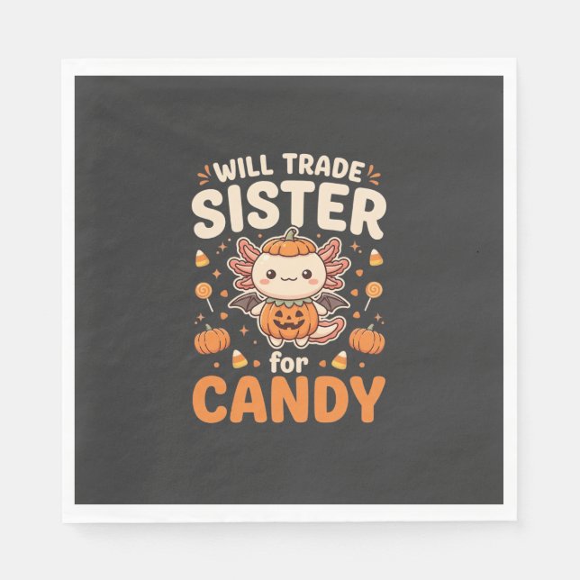 Axolotl Halloween Candy Trade Vector Design_1 Napkin (Front)