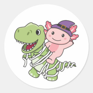 Axolotl Happy Halloween T-rex Mummy Costume Classic Round Sticker