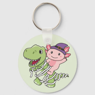 Axolotl Happy Halloween T-rex Mummy Costume Keycha Keychain