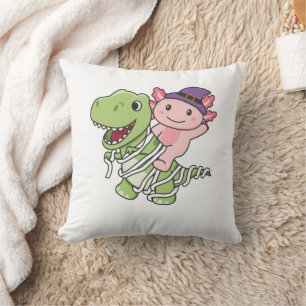 Axolotl Happy Halloween T-rex Mummy Costume Throw Pillow