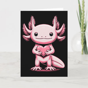 Axolotl Holding Heart Valentine's Day Cute Valenti Card