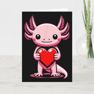 Axolotl Holding Heart Valentine's Day Cute Valenti Card
