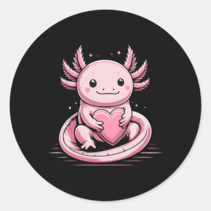 Axolotl Holding Heart Valentine's Day Cute Valenti Classic Round Sticker