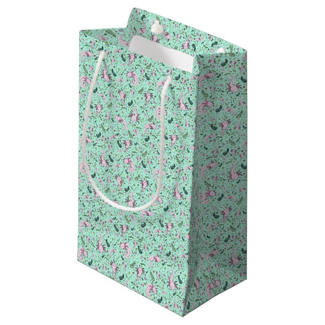 Axolotl in Green Small Gift Bag (Front Angled)
