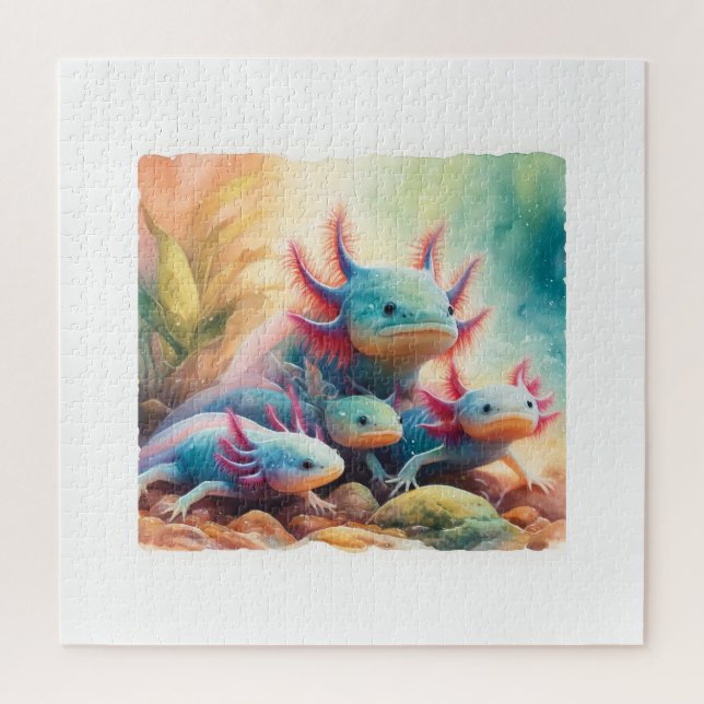 Axolotl in Harmony 060624AREF108 - Watercolor Jigsaw Puzzle (Vertical)