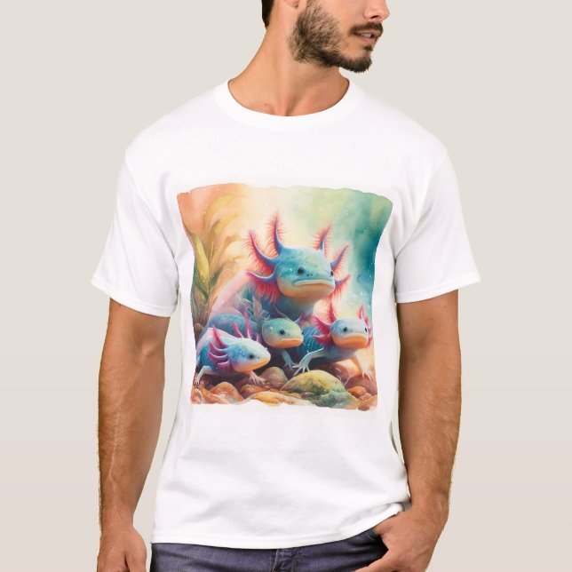 Axolotl in Harmony 060624AREF108 - Watercolor T-Shirt (Front)