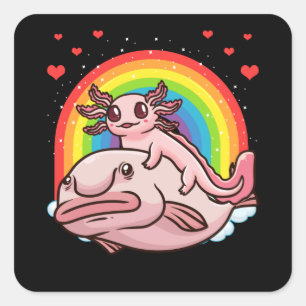 Axolotl Kawaii Blobfish Square Sticker