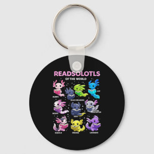 Axolotl kawaii readsolotl of the world axolotls keychain
