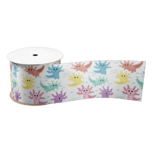 Axolotl Kids Cute Salamander Pattern Satin Ribbon