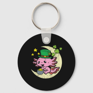 Axolotl Leprechaun Hat St Patricks Day Shamrock Cl Keychain