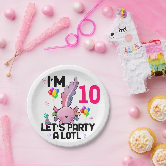 Axolotl Let's Party Alot Amphibious Salamander  Paper Plate (Party)