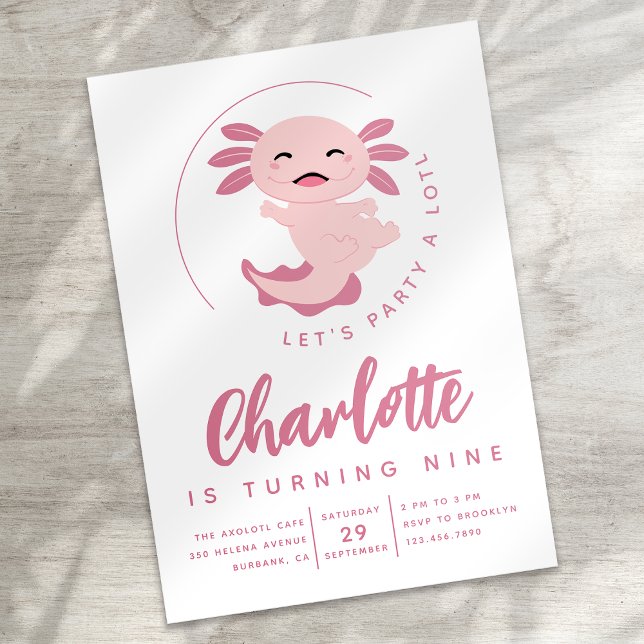 Axolotl Let's Party Alotl Birthday Party Invitation (Creator Uploaded)