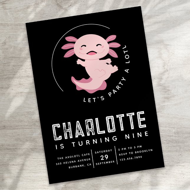Axolotl Let's Party Alotl Birthday Party Invitation (Creator Uploaded)