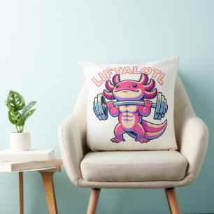 Axolotl LIFTALOTL Throw Pillow