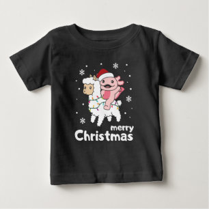 Axolotl Llama Alpaca Merry Christmas Animals Baby T-Shirt