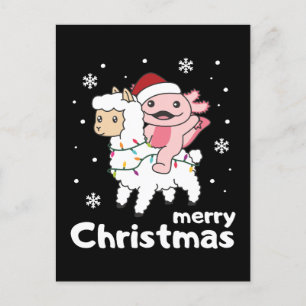 Axolotl Llama Alpaca Merry Christmas Animals Holid Holiday Postcard