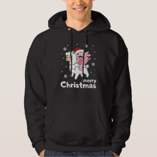 Axolotl Llama Alpaca Merry Christmas Animals Hoodie