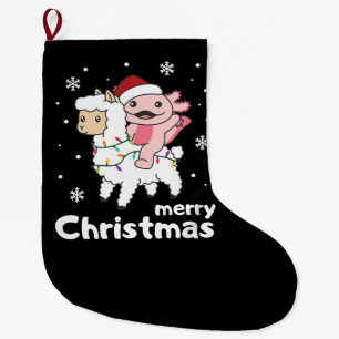 Axolotl Llama Alpaca Merry Christmas Animals Large Christmas Stocking