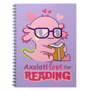 Axolotl Love for Reading Cute Lavender Notebook