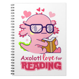 Axolotl Love for Reading Cute White Notebook