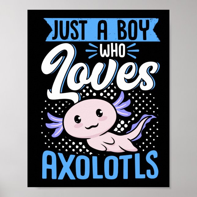 Axolotl Lover Just A Boy Who Loves Axolotls Kawaii Poster (Front)