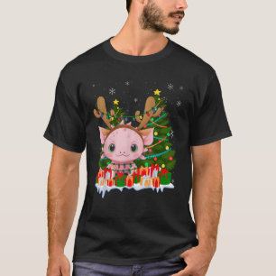 Axolotl Lover Matching Xmas Lighting Axolotl Chris T-Shirt