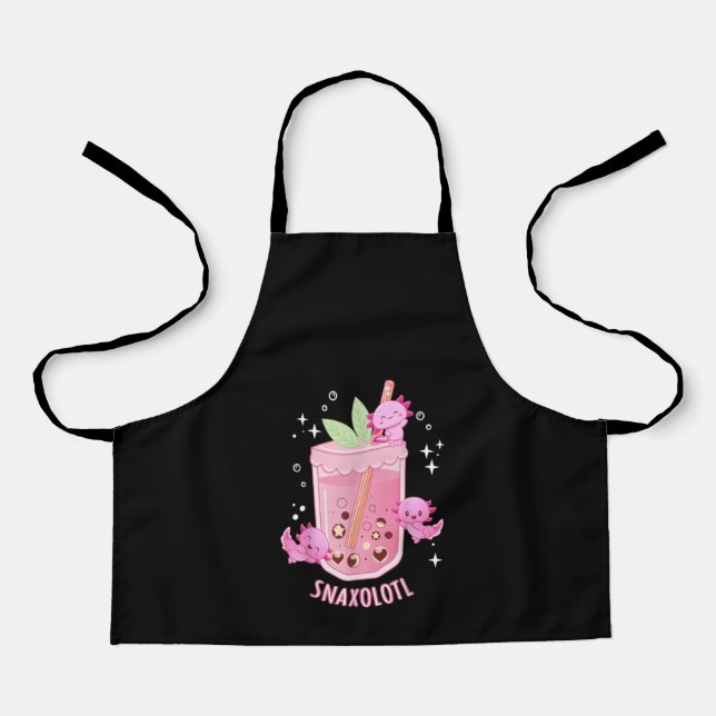 Axolotl Lover Snaxolotl Cute Axolotl Boba Tea Apron (Front)