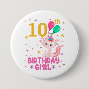 Axolotl Lovers Birthday Girl Salamander Amphibious 3 Inch Round Button