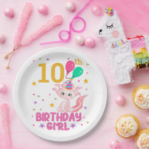 Axolotl Lovers Birthday Girl Salamander Amphibious Paper Plate