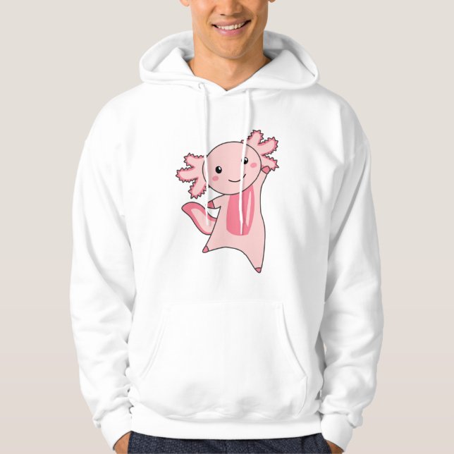 Axolotl Lovers Cute Animals For Kids Pink Hoodie (Front)