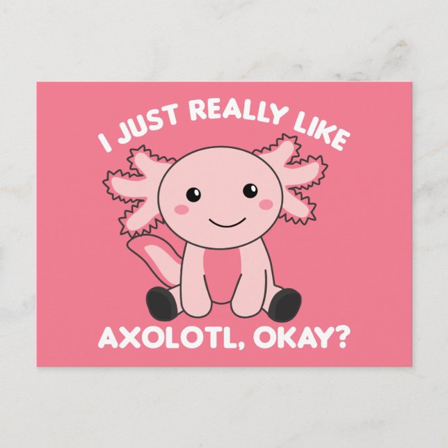 Axolotl Lovers Cute Animals For Kids Pink Postcard (Front)